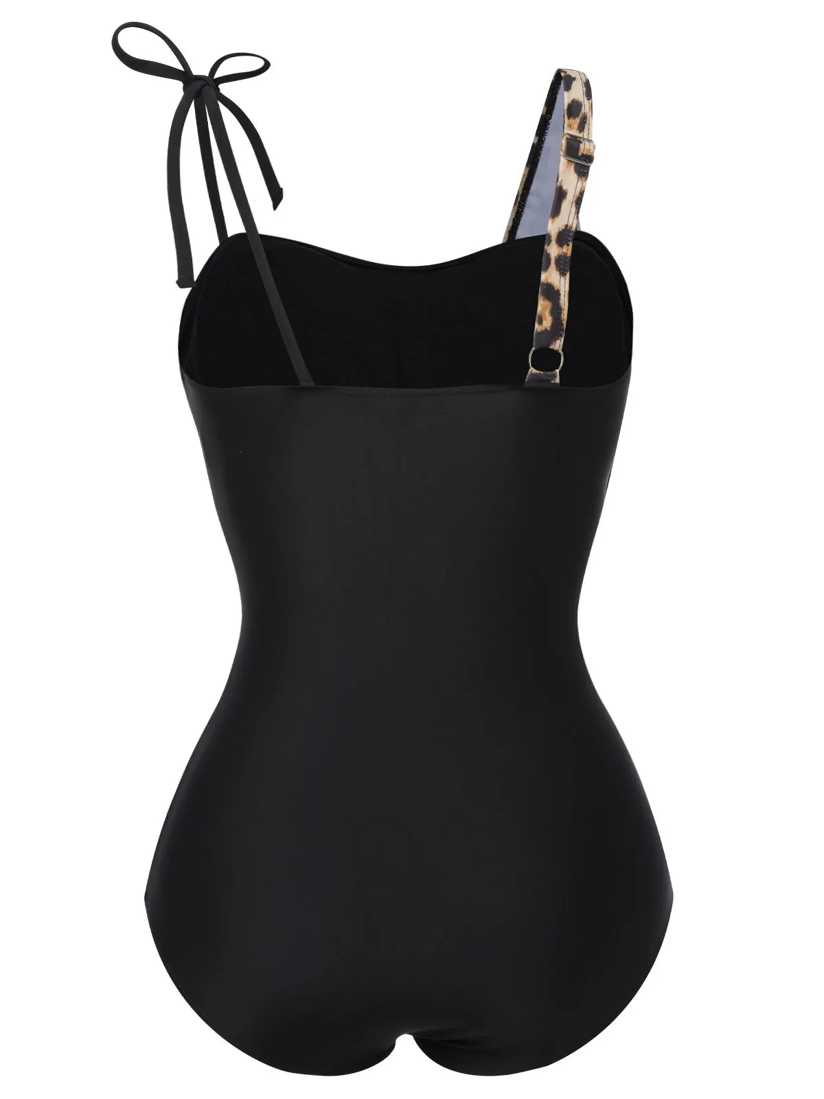 1950s Leopard Patchwork One-Piece Swimsuit