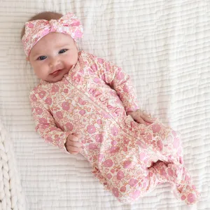 2PCS Sweet Floral Printed Long Sleeve Baby Jumpsuit