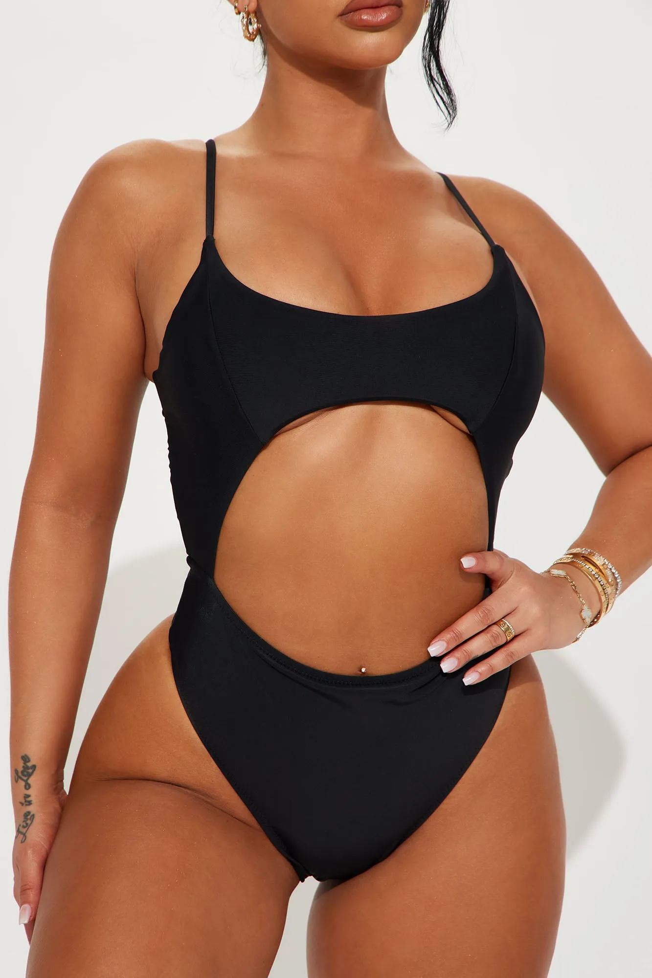 Alisha Cut Out 1 Piece Swimsuit - Black