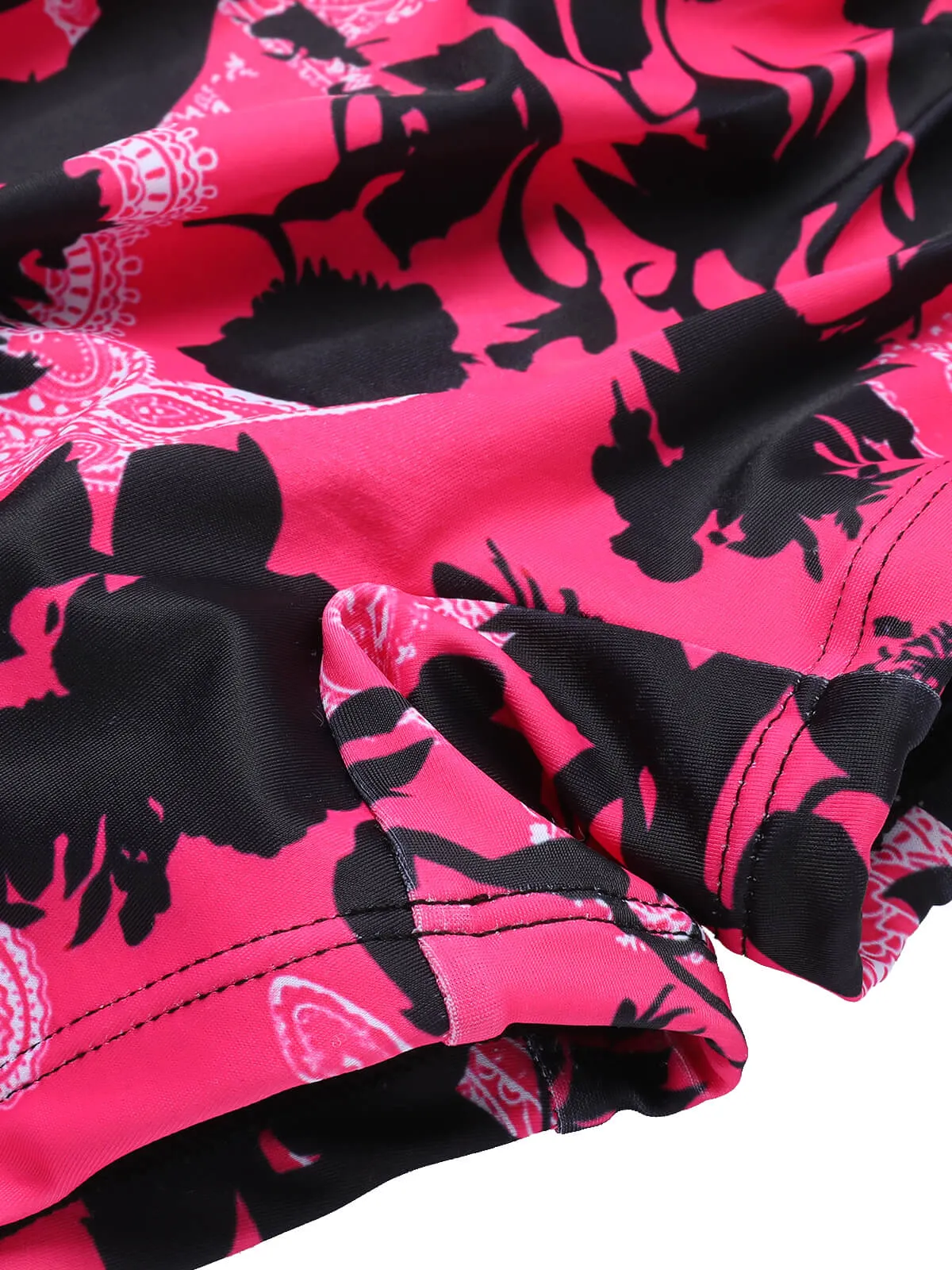 Black & Pink 1950s Floral Halter Swimsuit