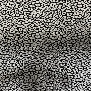 Black | Silver Sahara Leopard Foil Print Nylon Spandex Fabric