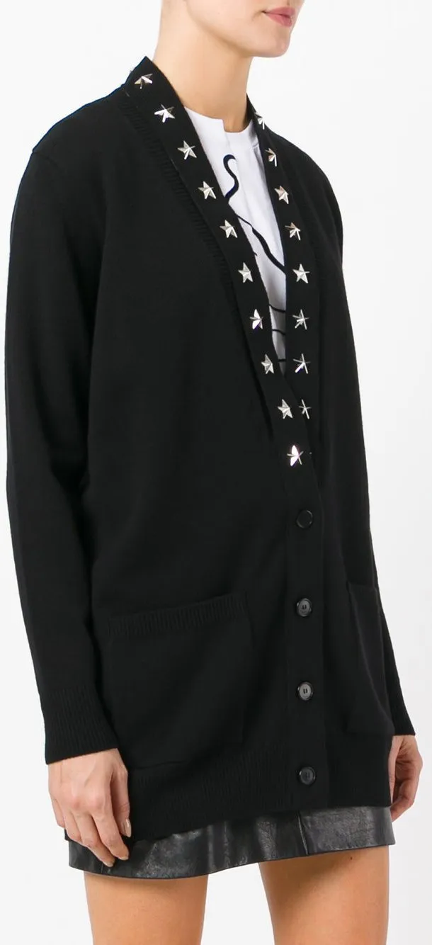 Black Star-Trim Cardigan Sweater