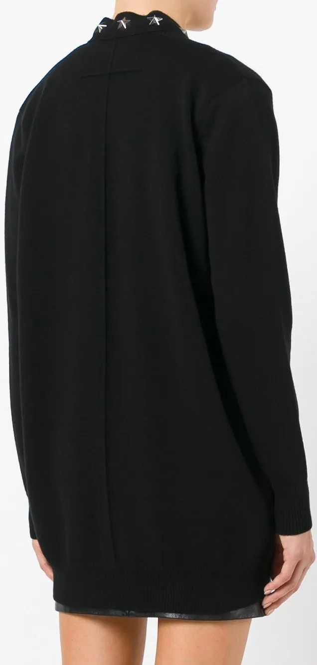 Black Star-Trim Cardigan Sweater