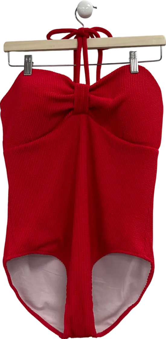 Boden Red Crinkle Texture Seimsuit UK 18