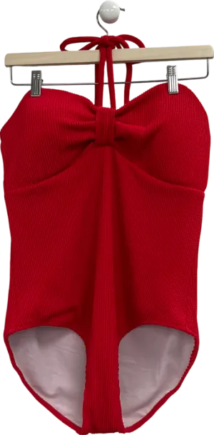 Boden Red Crinkle Texture Seimsuit UK 18