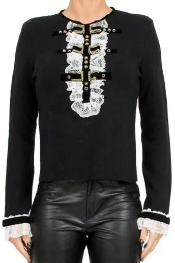 Bow-Embellished Wool Sweater