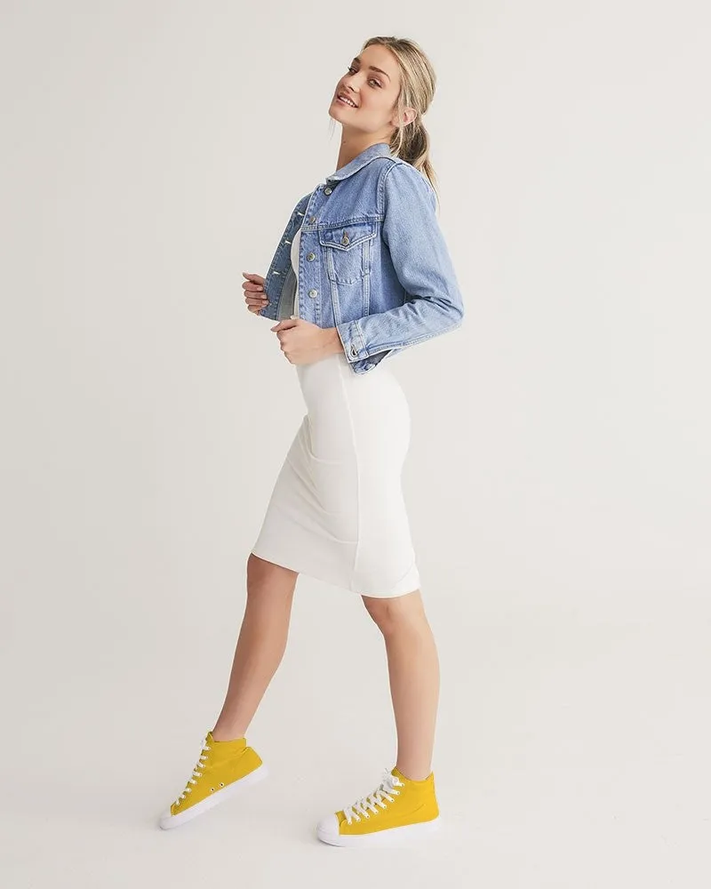 Bright Orange Yellow Women's High-top Canvas Sneakers | Women's | Bright Pure Orange Yellow | C0M25Y100K0