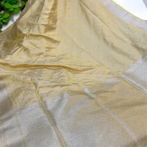 Bright Radiance: Lemon Yellow Pure Banarasi Silk Saree