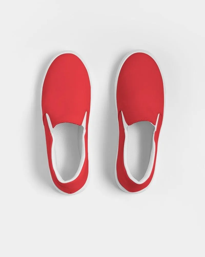 Bright Red Slip-On Canvas Sneakers | Men's | Bright Pure Red | C0M100Y100K0