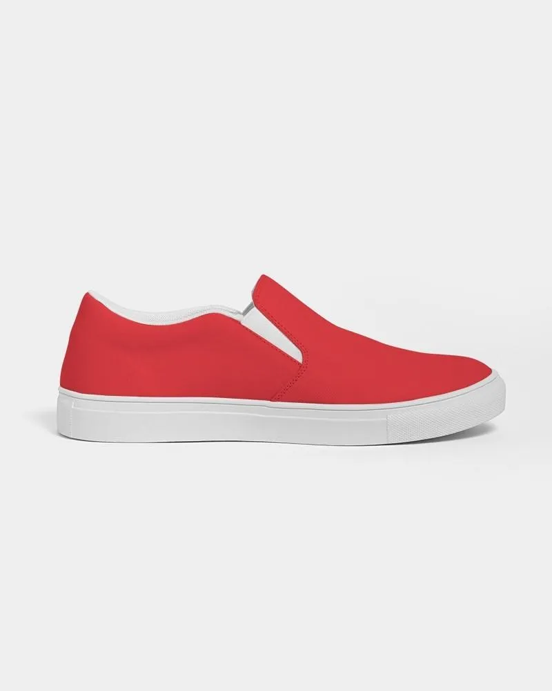 Bright Red Slip-On Canvas Sneakers | Men's | Bright Pure Red | C0M100Y100K0