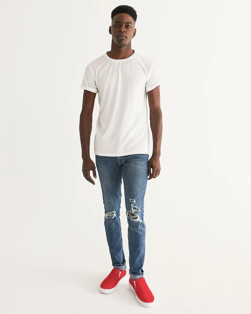Bright Red Slip-On Canvas Sneakers | Men's | Bright Pure Red | C0M100Y100K0