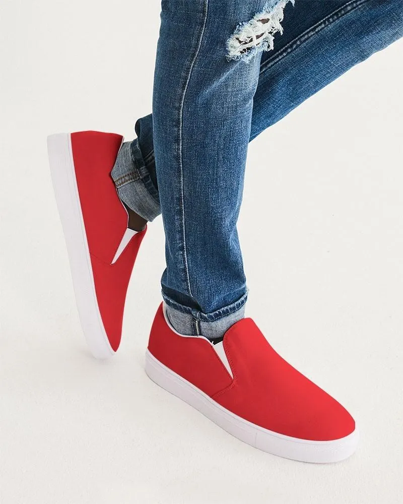 Bright Red Slip-On Canvas Sneakers | Men's | Bright Pure Red | C0M100Y100K0