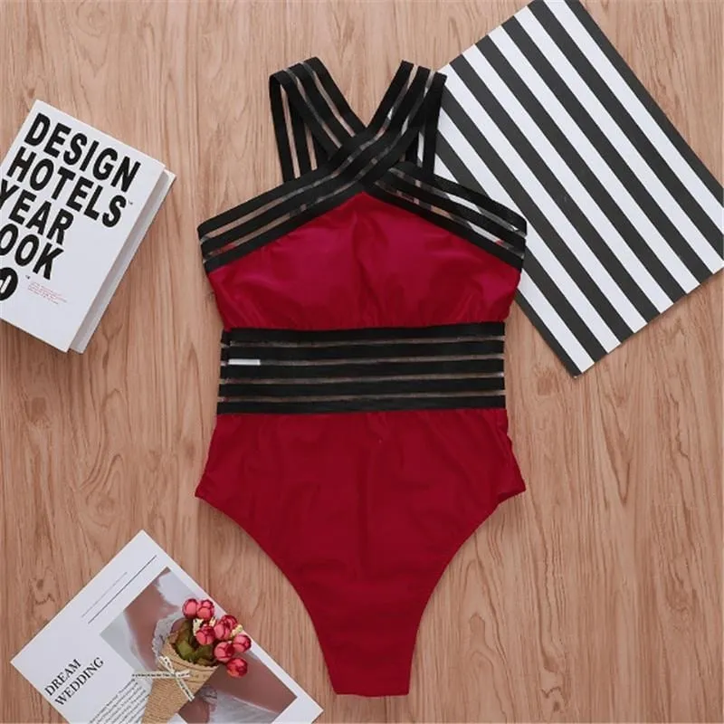 Cross-Front One-Piece Swimsuit