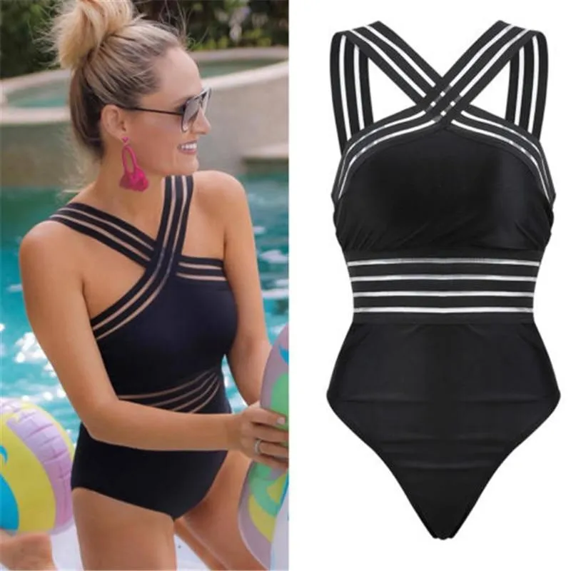 Cross-Front One-Piece Swimsuit