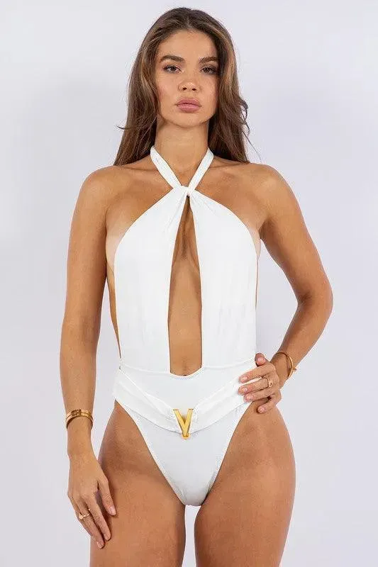 Deep Open with Belt Swimsuit