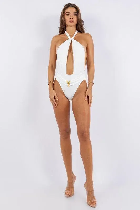 Deep Open with Belt Swimsuit
