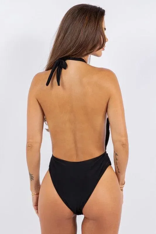 Deep Open with Belt Swimsuit