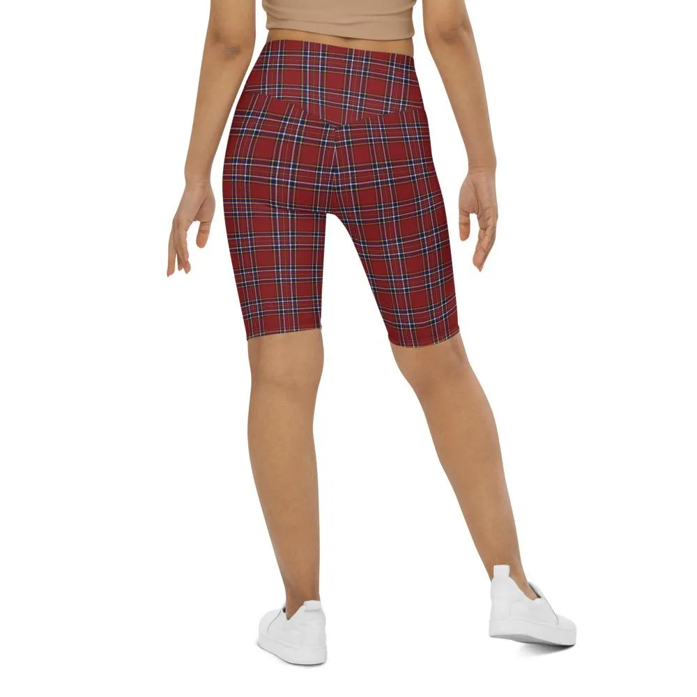 Deep Red Tartan Bike Shorts