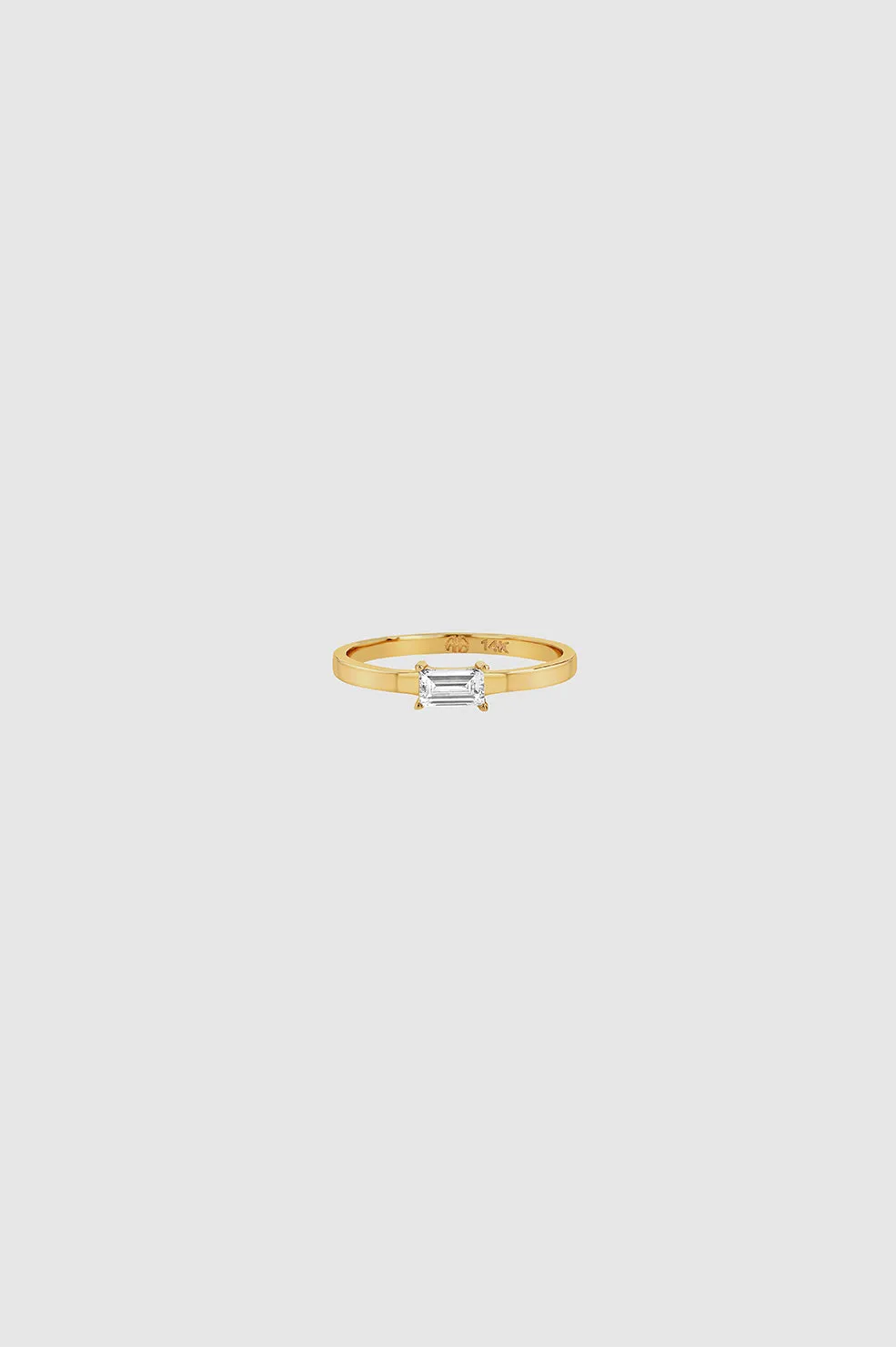 Delicate Baguette Diamond Pinky Ring - 14k Gold