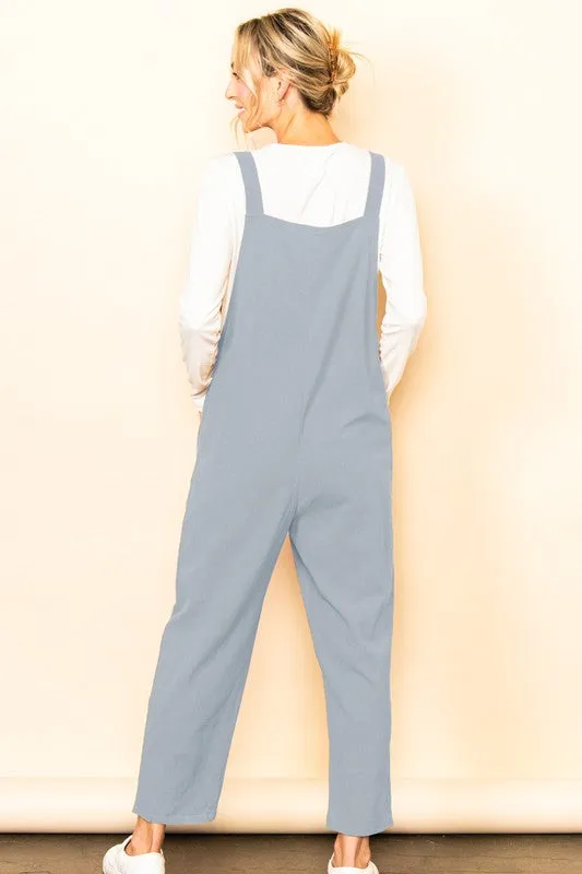 Dusty Blue Cozy Comfy Jumpsuit Overall
