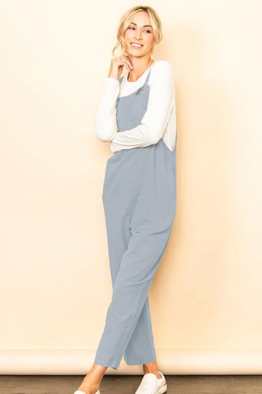Dusty Blue Cozy Comfy Jumpsuit Overall
