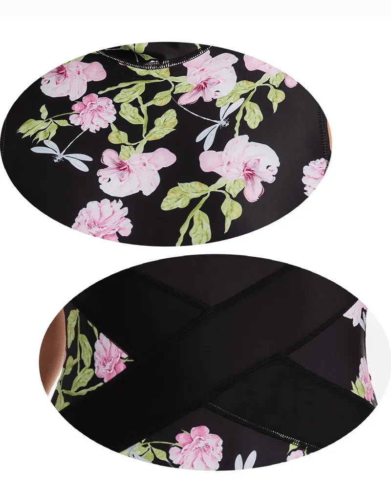 Fashionable Elastic One-Piece Swimsuit for Women with Floral Print - SF1258