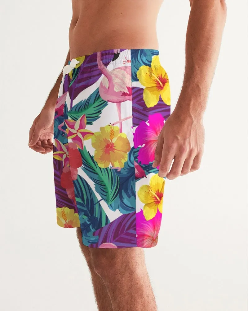 FLORAL FLAMINGOS COUPLES MATCHING SWIMSUITS