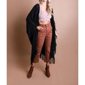 Frayed Border Bohemian Ruana
