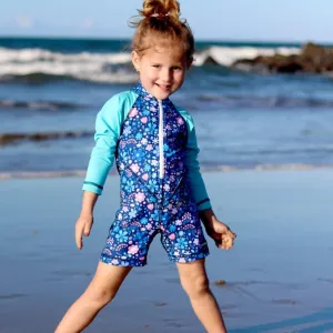 Girls All-in-one Swim Sunsuit | Flower Power