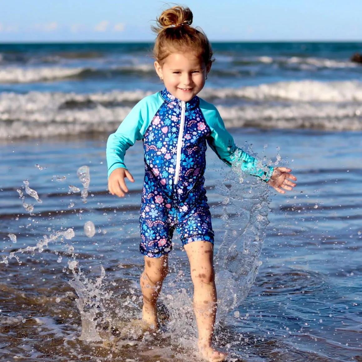 Girls All-in-one Swim Sunsuit | Flower Power