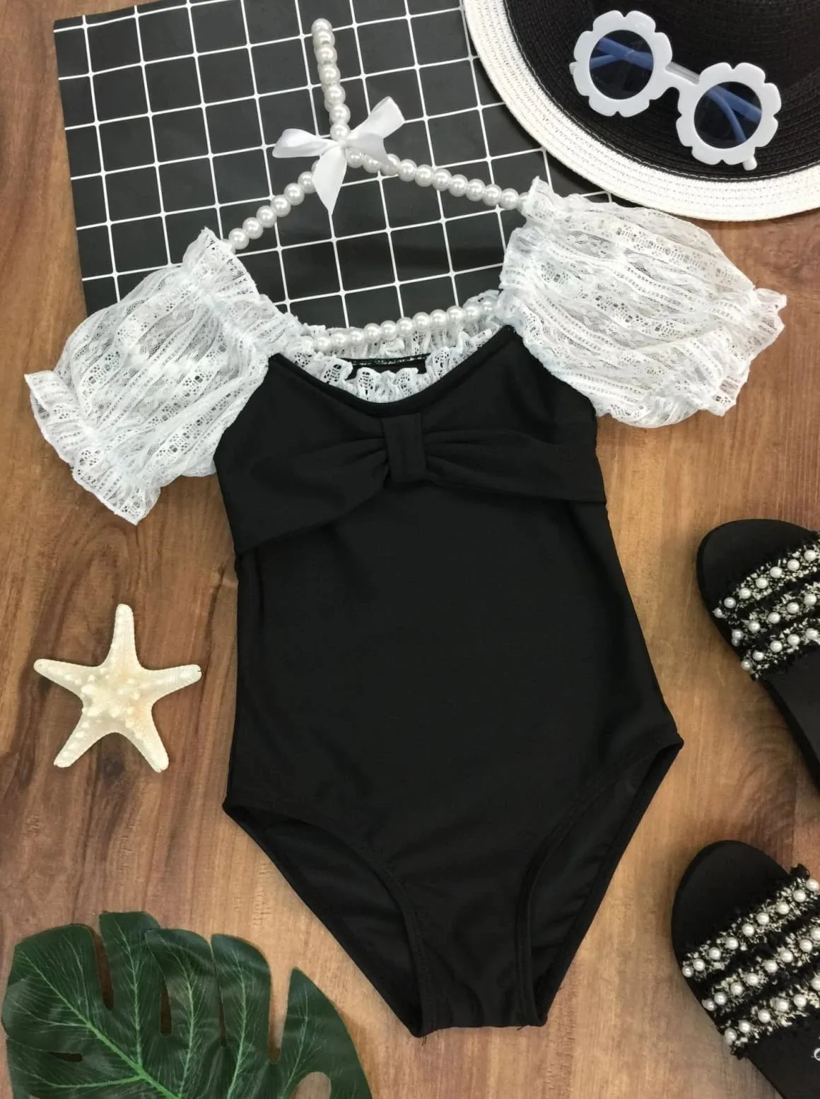 Girls Black is the New Black One Piece Swimsuit
