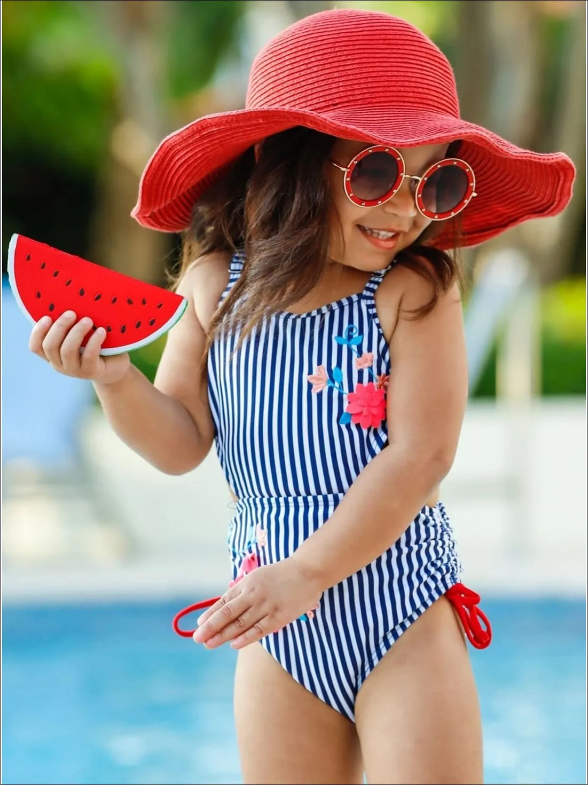 Girls Cute As a Button One Piece Swimsuit