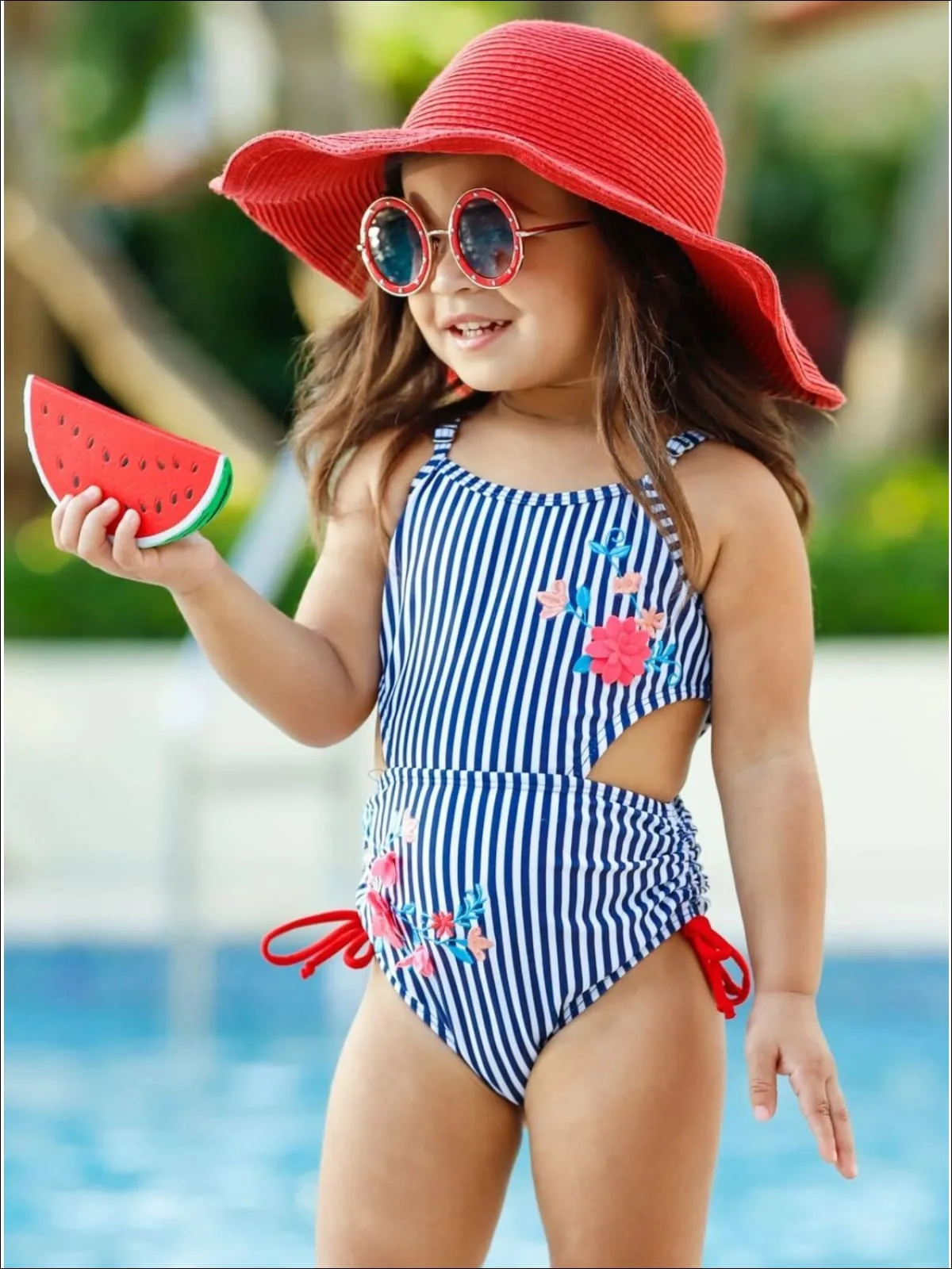 Girls Cute As a Button One Piece Swimsuit