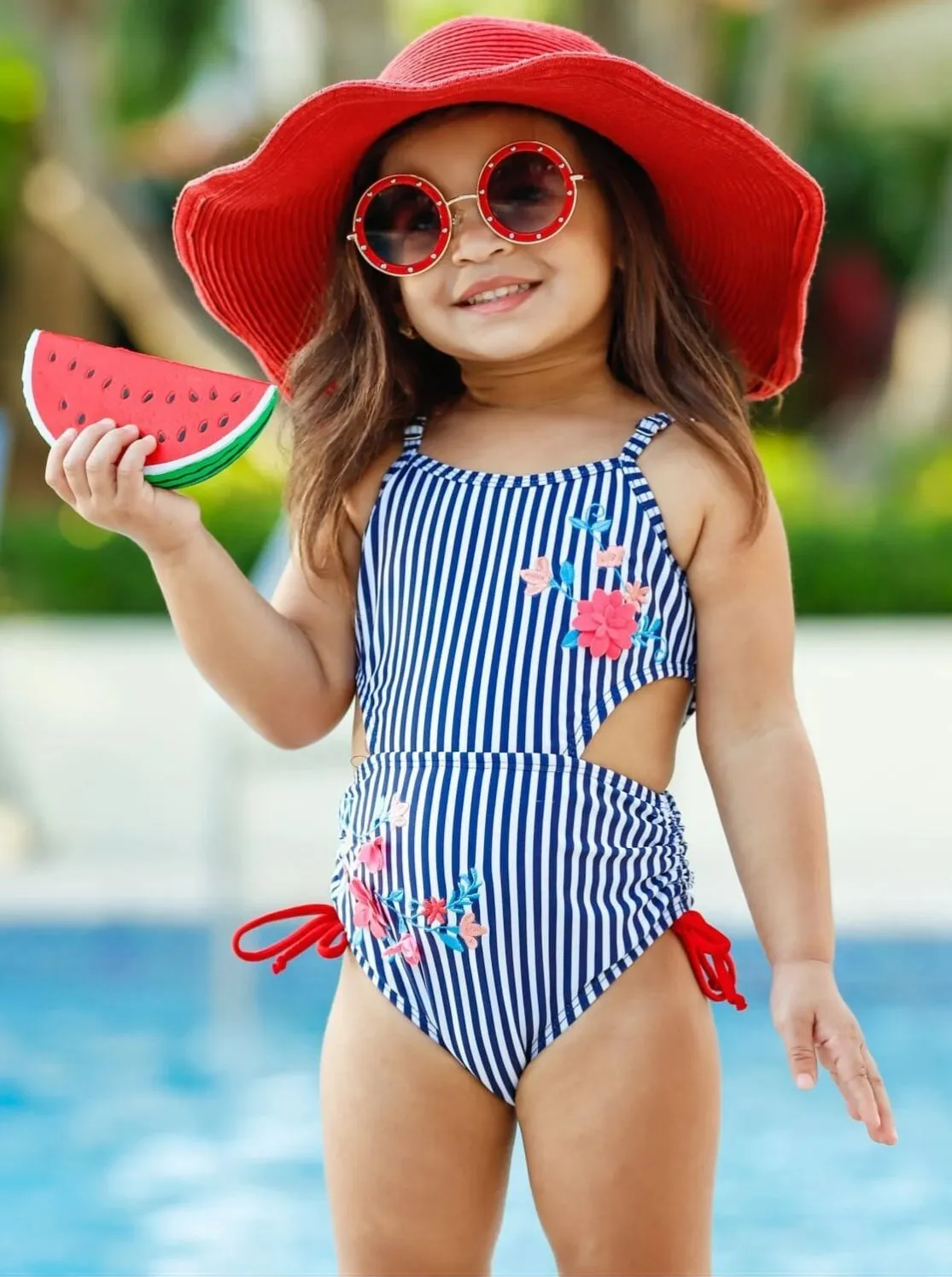 Girls Cute As a Button One Piece Swimsuit