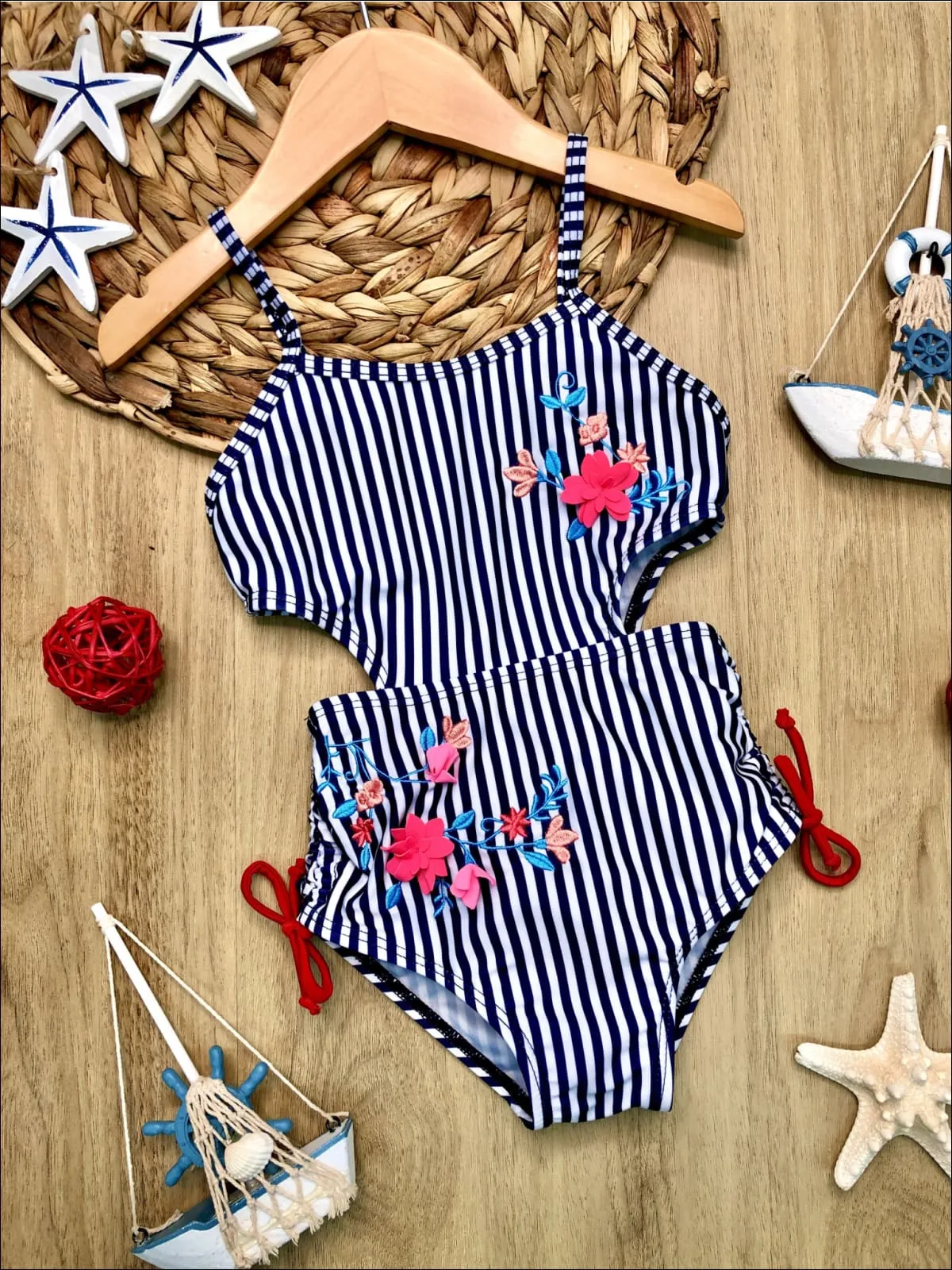 Girls Cute As a Button One Piece Swimsuit
