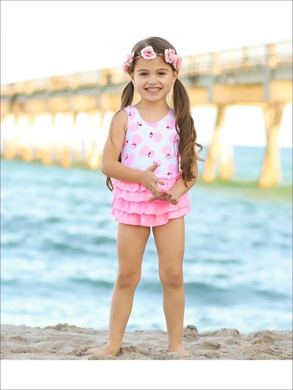 Girls Duckies in the Sea One Piece Swimsuit