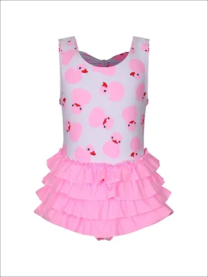 Girls Duckies in the Sea One Piece Swimsuit