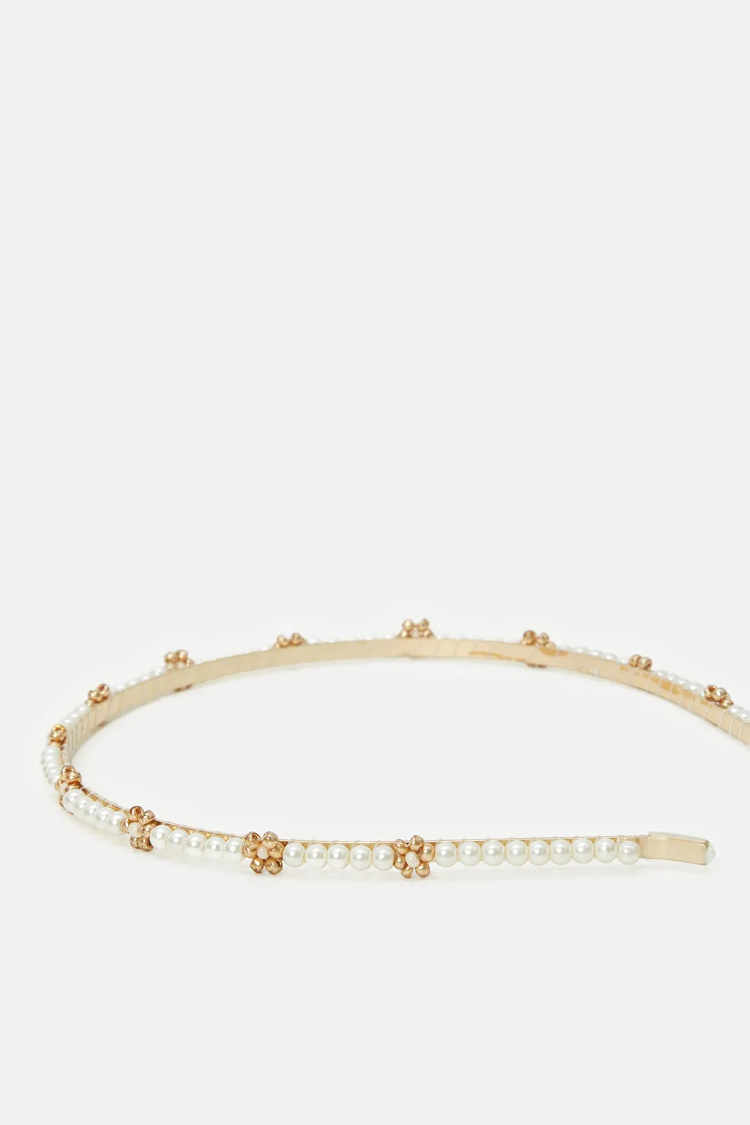 Girls Gold Embellished Pearls Hairband Se t(Pack of 2)