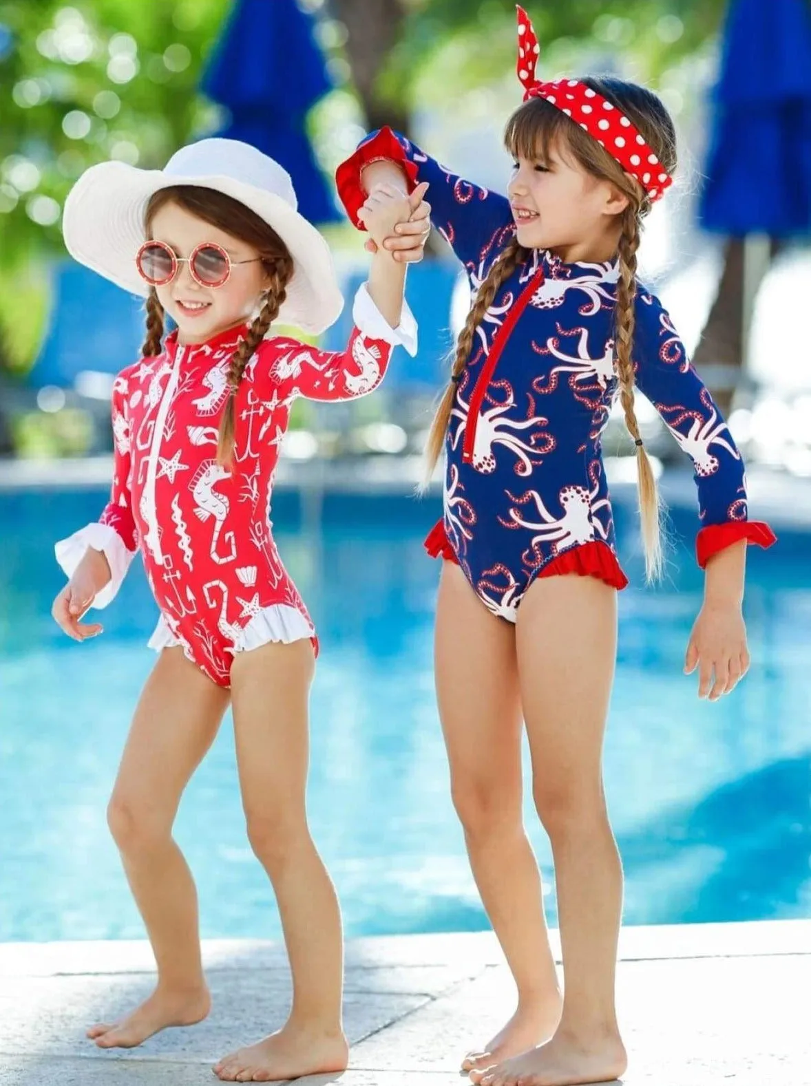 Girls Little Ray of Sunshine Rash Guard One Piece Swimsuit