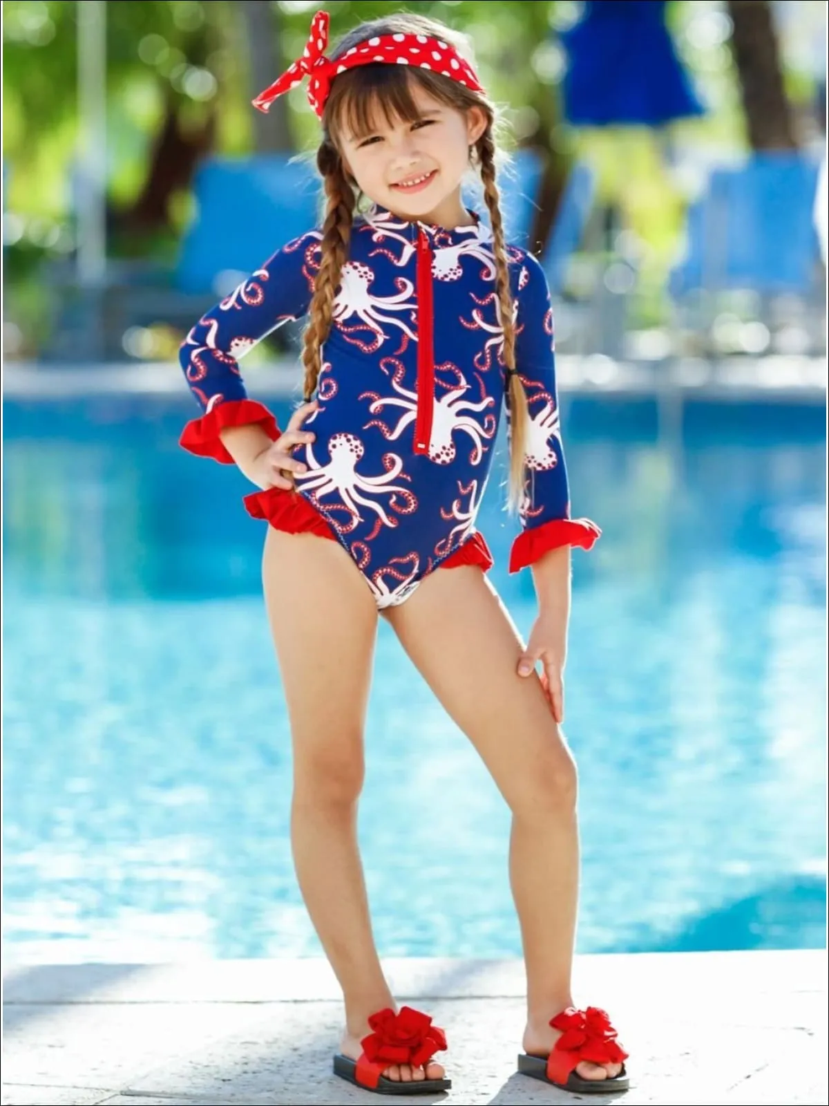 Girls Little Ray of Sunshine Rash Guard One Piece Swimsuit