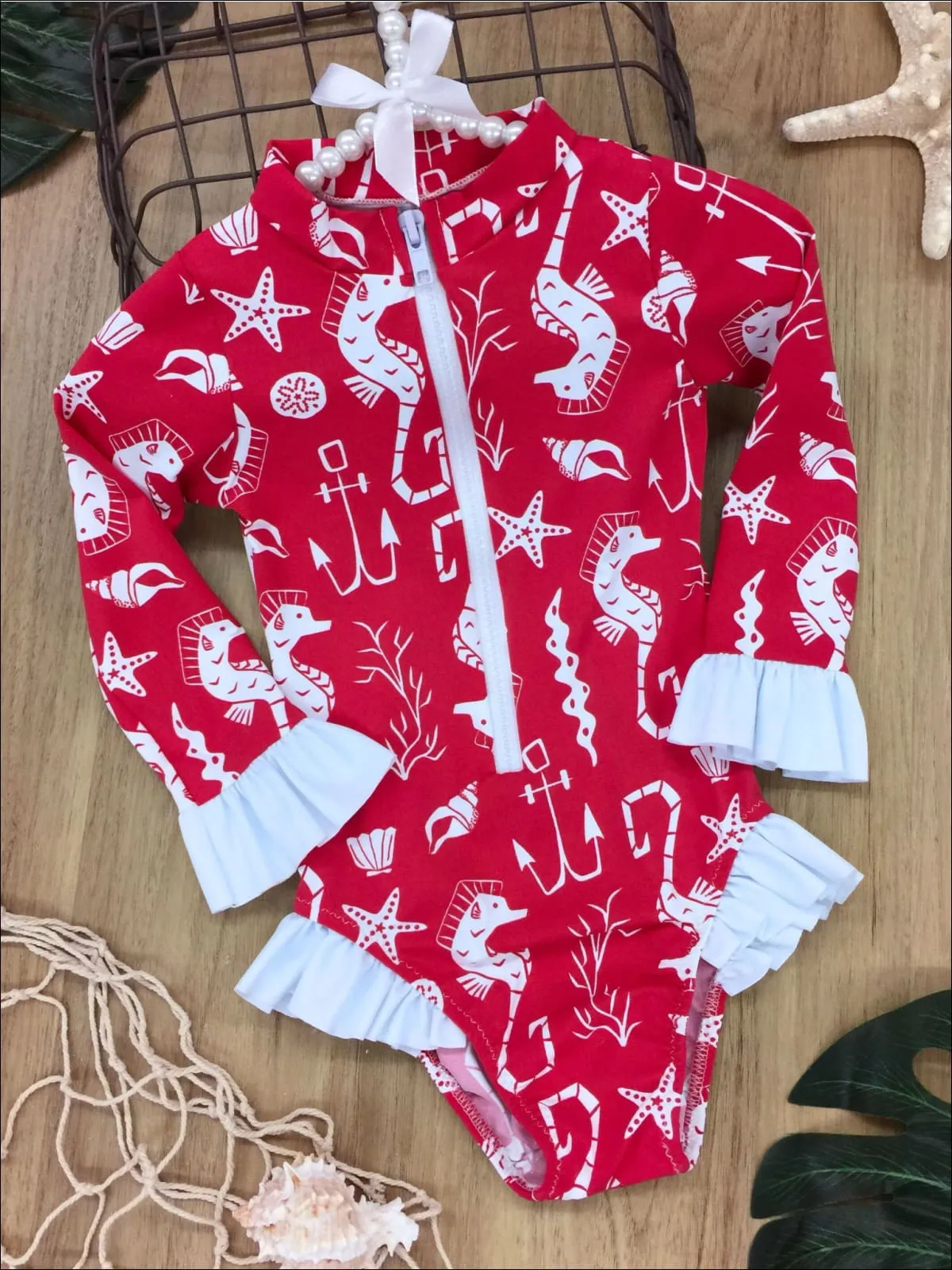 Girls Little Ray of Sunshine Rash Guard One Piece Swimsuit