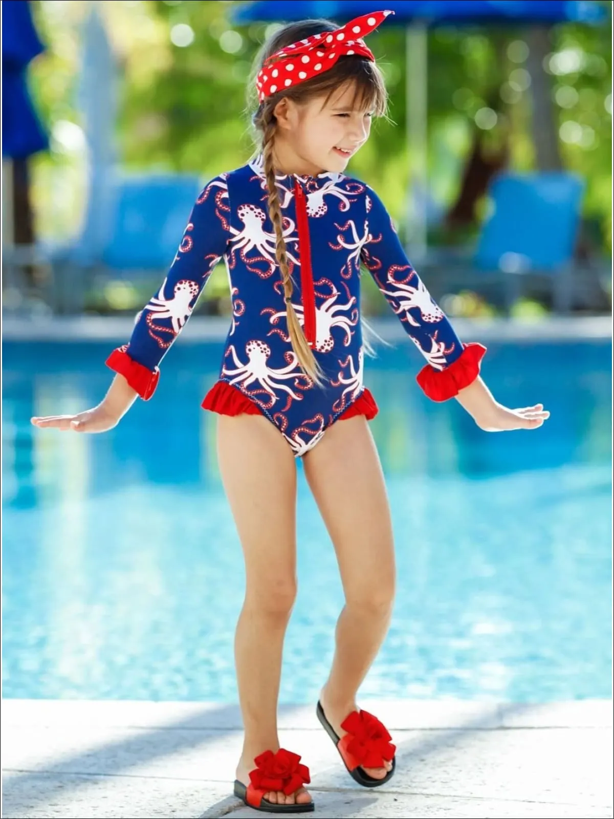 Girls Little Ray of Sunshine Rash Guard One Piece Swimsuit