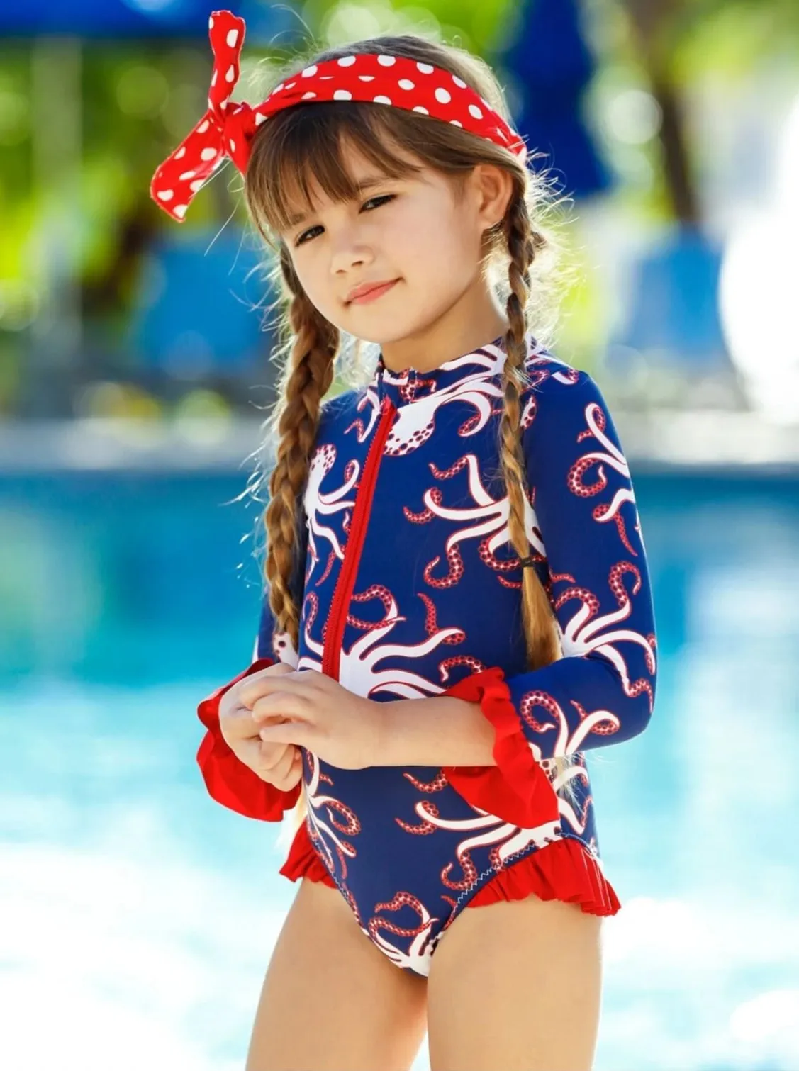 Girls Little Ray of Sunshine Rash Guard One Piece Swimsuit