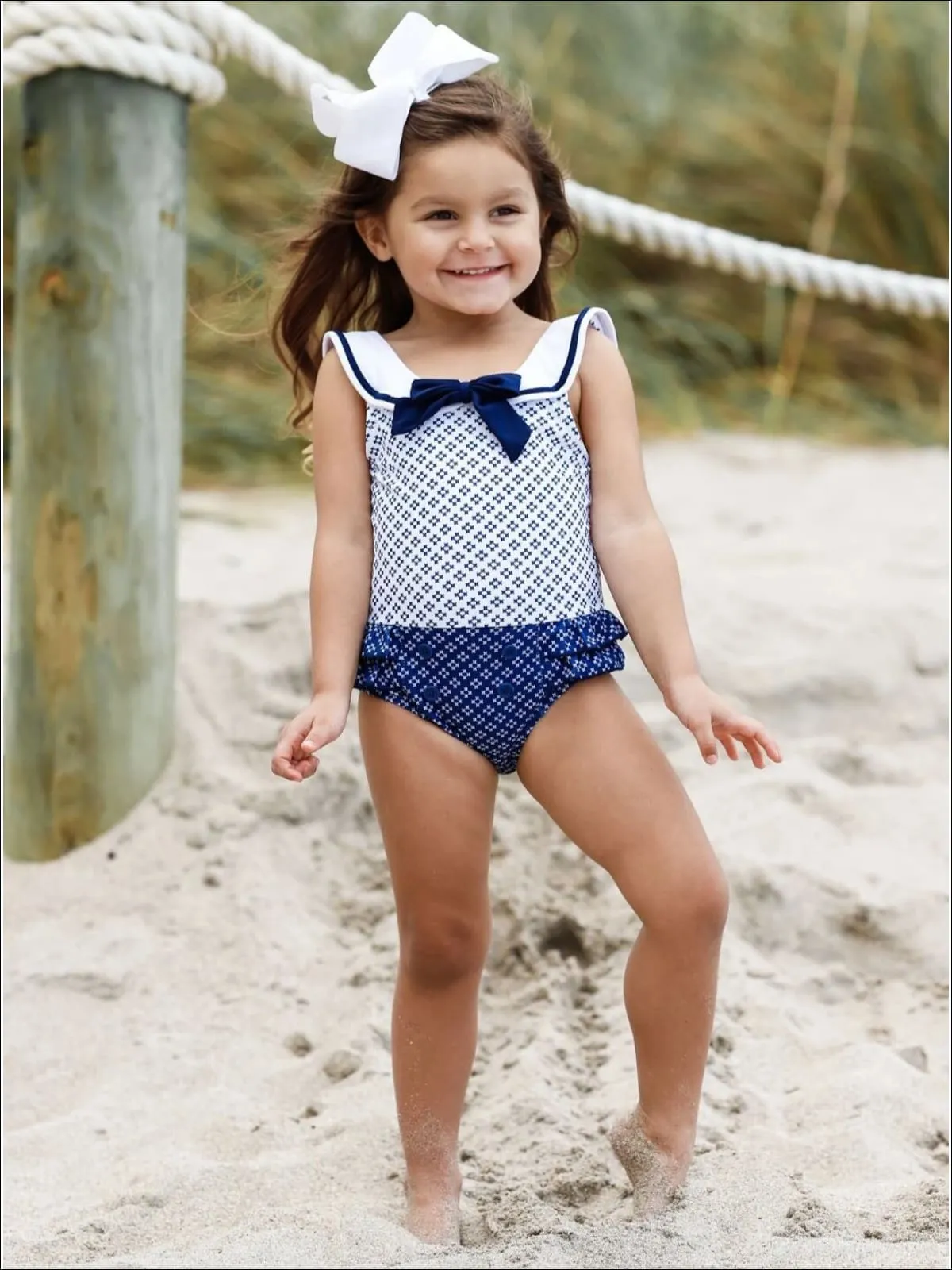 Girls Over the Sea One Piece Swimsuit