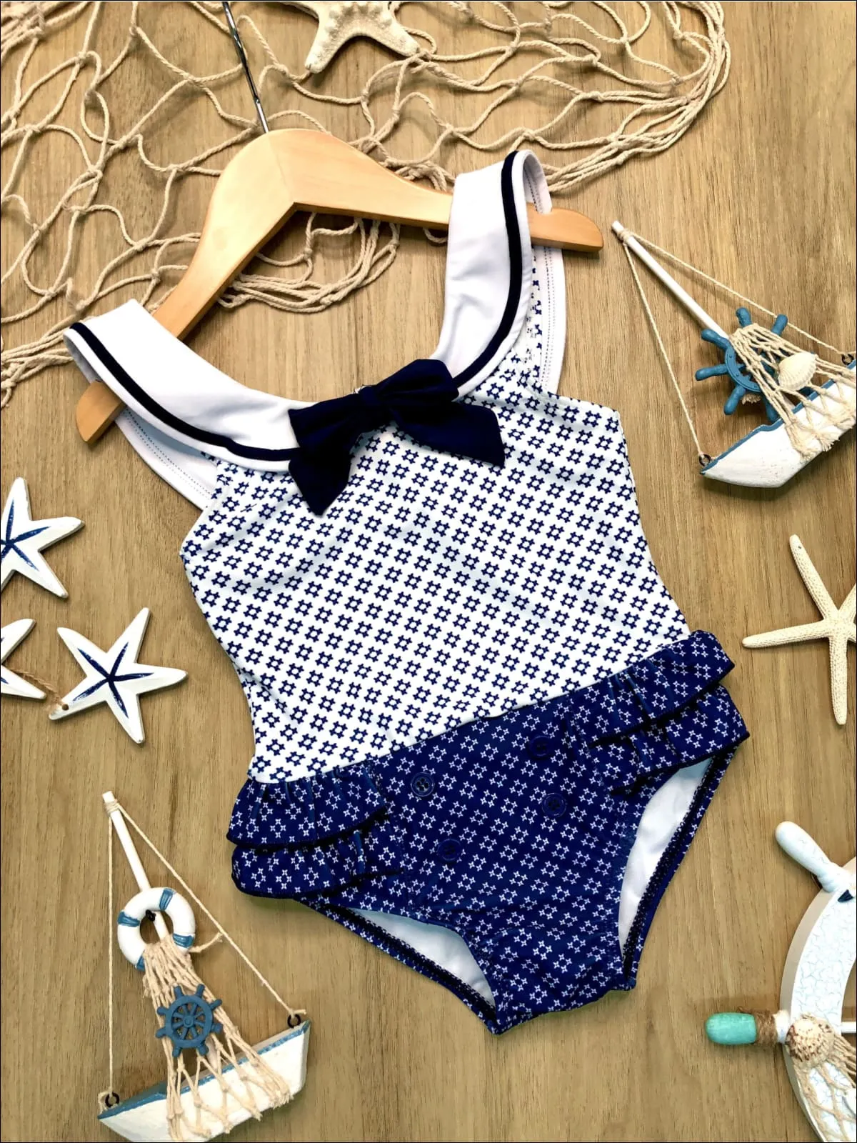Girls Over the Sea One Piece Swimsuit