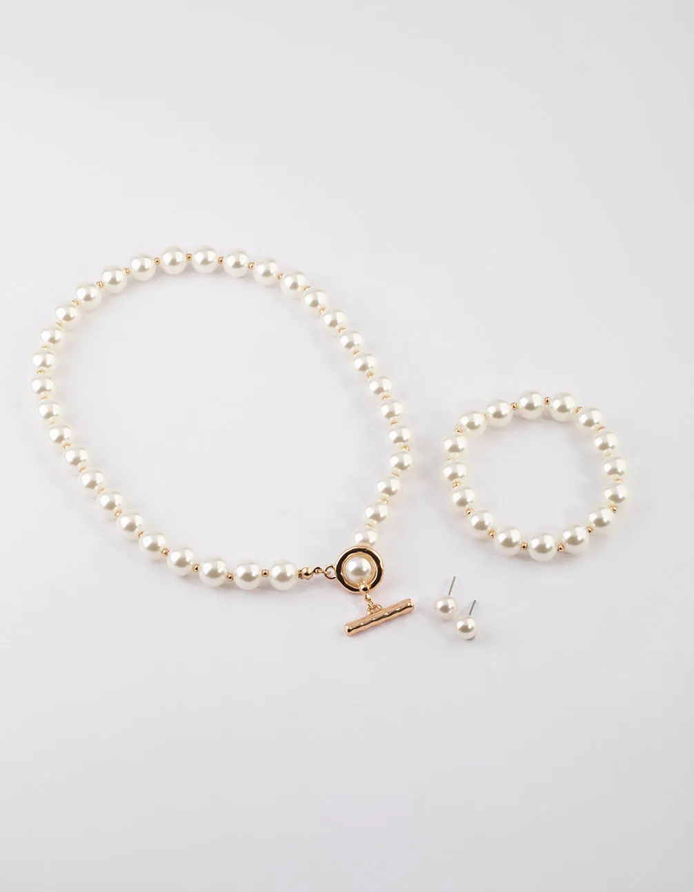 Gold Pearl Matching Jewellery Set