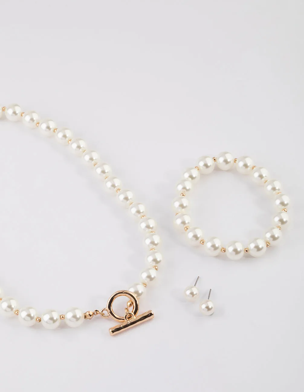 Gold Pearl Matching Jewellery Set