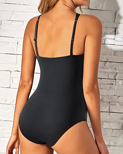 High Neck Keyhole One Piece Swimsuit for Women Vintage Bathing Suit