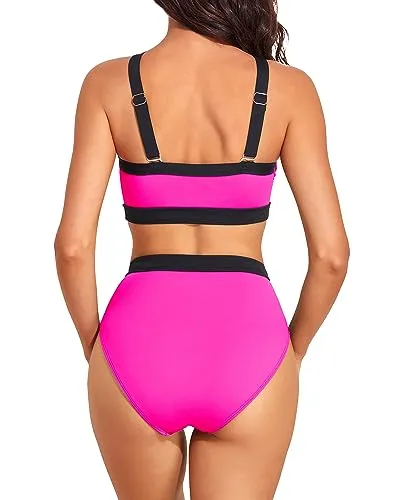 High Neck One Piece Cutout Monikini Swimsuits