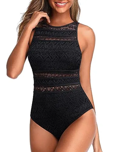 High Neck Open Back One Piece Swimsuit